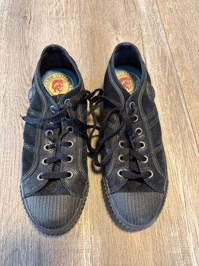 Diesel Black Low-Top Canvas & Suede Sneakers